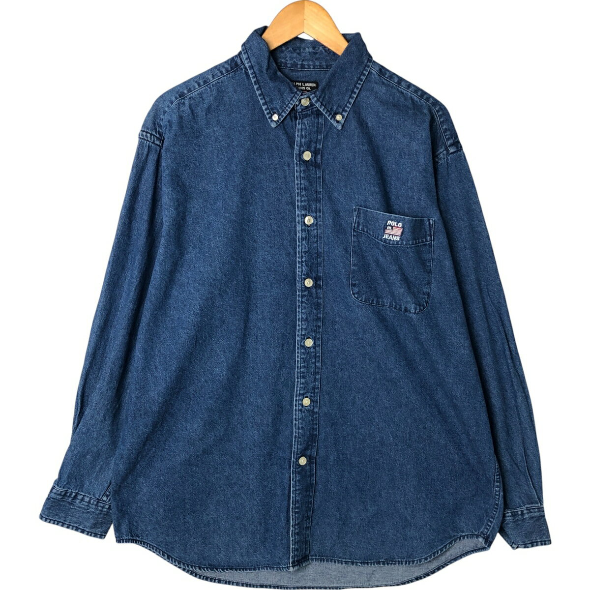 古着 00'S ラルフローレン Ralph Lauren POLO JEANS COMPANY 長袖 ボタンダウンデニムシャツ メンズL相当 /eaa531114 【中古】 【250330】 【NL2503】 【SS2512_10】