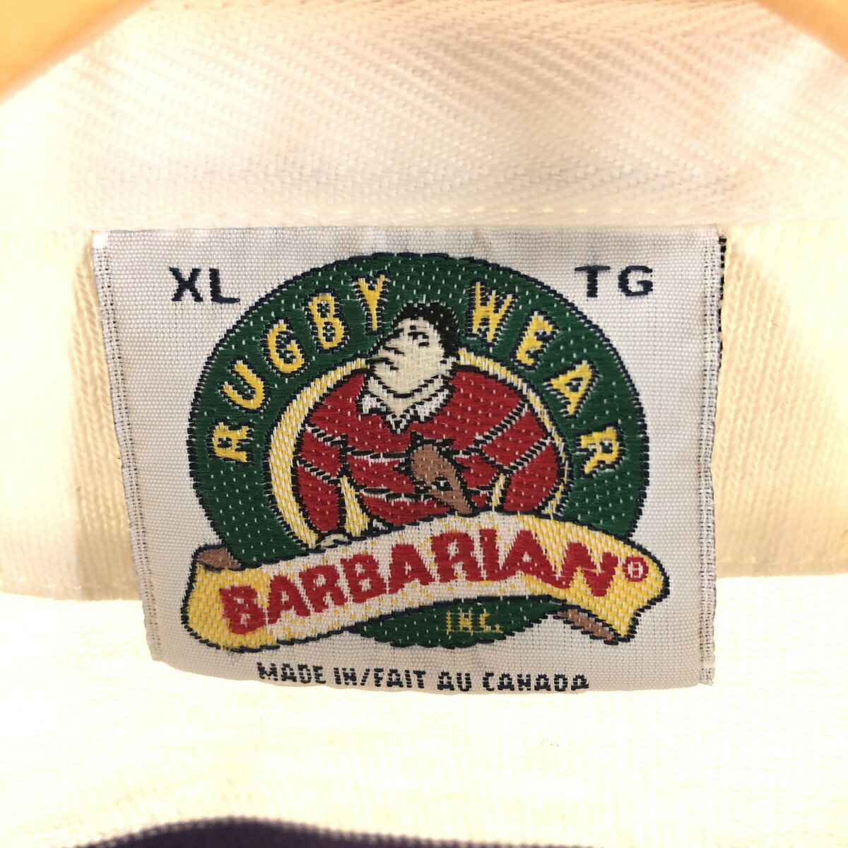 古着 90'S バーバリアン BARBARIAN ボーダー柄 カレッジ 長袖 ラガーシャツ カナダ製 メンズXL相当 ヴィンテージ /eaa531191 【中古】 【250409】