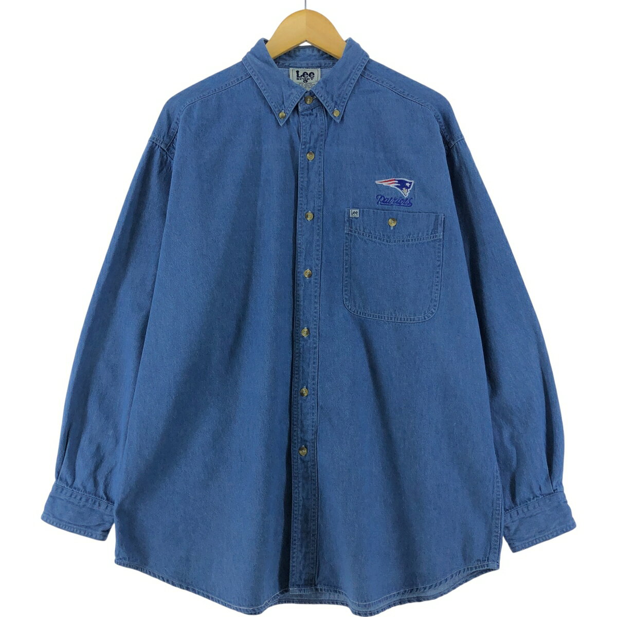 古着 90~00'S リー Lee SPORT NFL NEW ENGLAND PATRIOTS ニューイングランドペイトリオッツ 長袖 ボタンダウンデニムシャツ メンズL相当 ヴィンテージ /eaa531268 【中古】 【250330】 【ss2601_30】