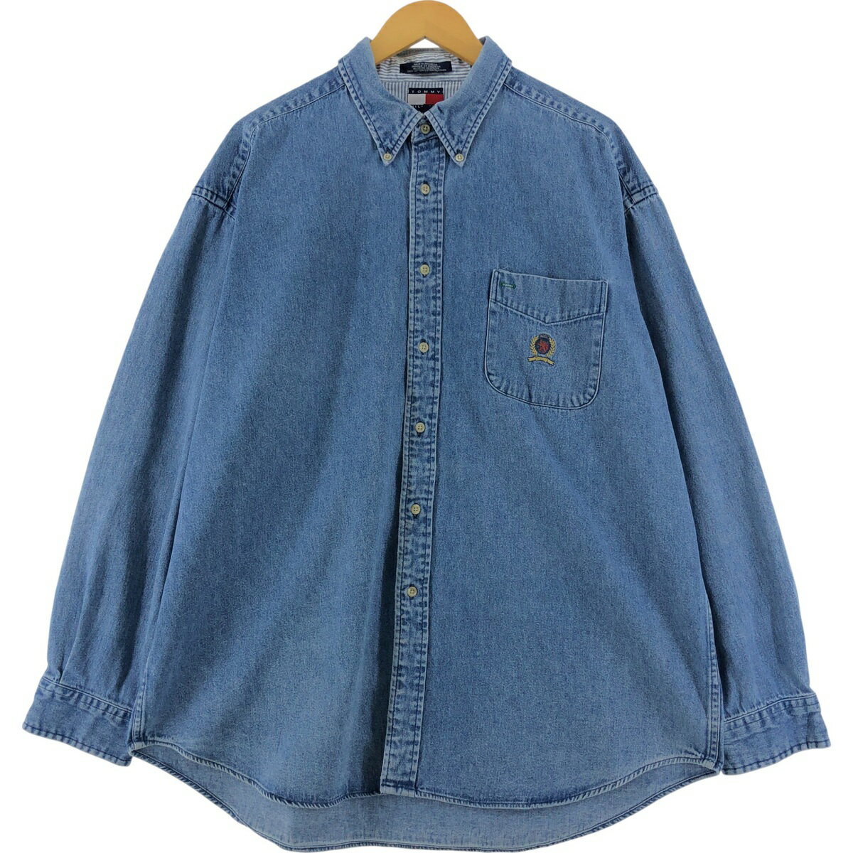 古着 90~'S トミーヒルフィガー TOMMY HILFIGER 長袖 ボタンダウンデニムシャツ メンズXL相当 /eaa531274 【中古】 【250330】 【SS260..