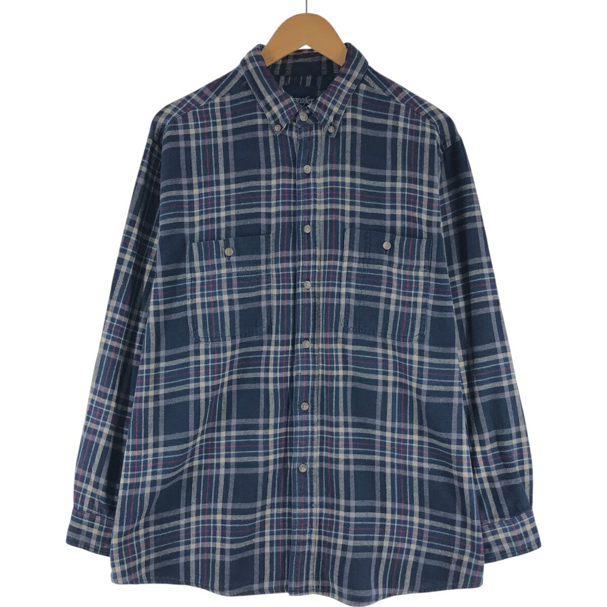 Rakuten - 古着 ラングラー Wrangler 長袖 ボタンダウン ライトネルチェックシャツ メンズXL相当 /eaa532487 【中古】 【250402】 【SS2603_50】