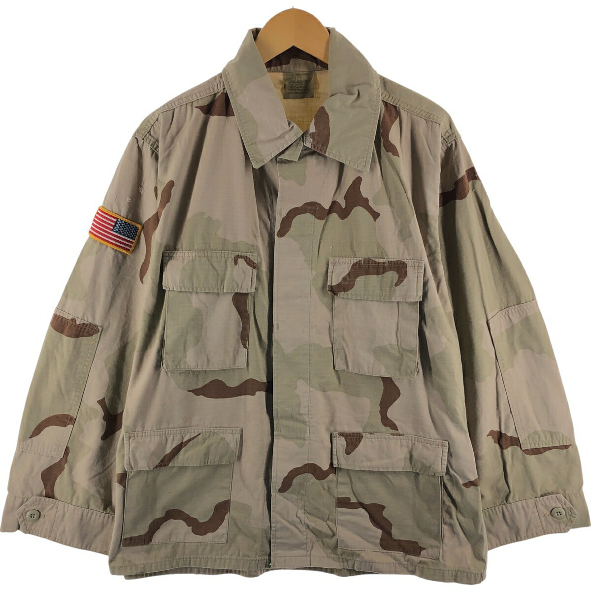 古着 90'S 米軍実品 迷彩柄 3C デザートカモ リップストップ B.D.U ミリタリージャケット USA製 LARGE-REGULAR メンズL相当 ヴィンテージ /eaa532851 【中古】 【250404】