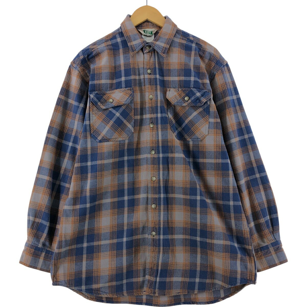 古着 80'S キー Key 長袖 フランネルチェックシャツ メンズXL相当 ヴィンテージ /eaa533669 【中古】 【250331】 【ss2601_30】
