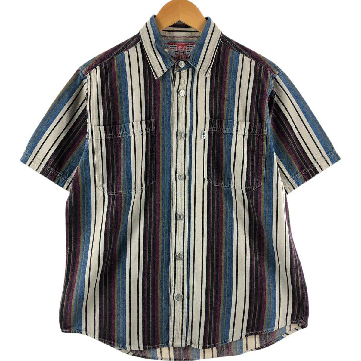 古着 リーバイス Levi's 半袖 ストライプシャツ メンズL相当 /eaa534172 【中古】 【250406】