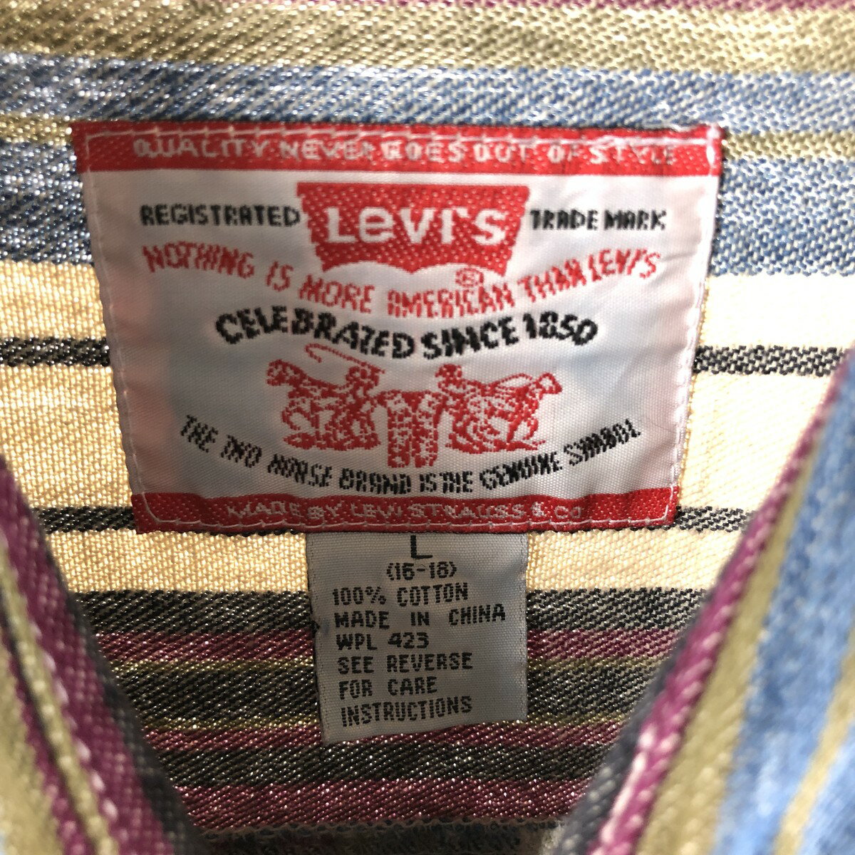 古着 リーバイス Levi's 半袖 ストライプシャツ メンズL相当 /eaa534172 【中古】 【250406】