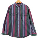 古着 80~90'S エディーバウアー Eddie Bauer ストライプ柄 長袖 ヘビーネルシャツ USA製 メンズXL相当 ヴィンテージ /eaa53425...