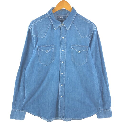 古着 ラルフローレン Ralph Lauren POLO by Ralph Lauren CLASSIC WESTERN 長袖 デニム ウエスタンシャツ メンズL相当 /eaa534343 【中古】 【250403】