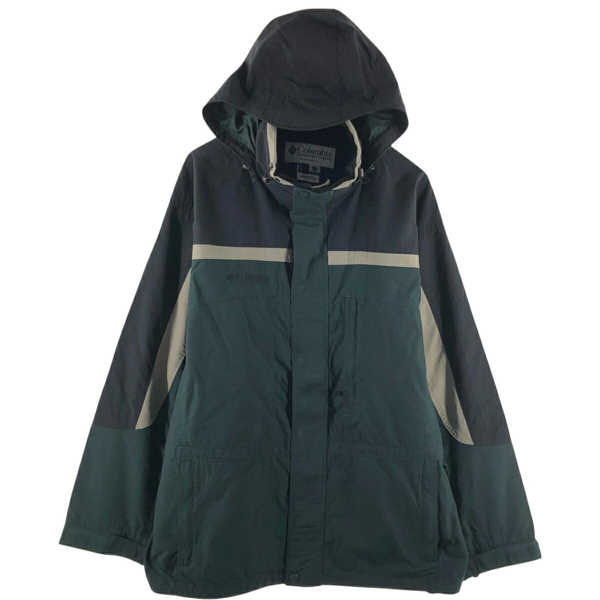 商品詳細 ブランド・Columbia・コロンビア・ 特徴・ダブルジップ・長袖・フード取り外し可能・ハーフ丈・ドローコード・ モデル/形状・マウンテンパーカー シェルジャケット・ 素材・不明・ 色・グリーン系 緑色・ 柄・ロゴパッチ・ライン入り・ 生産国・中国製・ 年代・00年代・ サイズ・メンズXL・表記サイズ:XL・着丈:80cm・身幅:73cm・肩幅:60cm・袖丈:63.5cm・ コンディション・C・ カテゴリ・メンズ・アウター・ジャケット・マウンテンパーカー・ 商品番号・eaa534814・ 取扱店・・ スタッフコメントタグ印字擦れの為、素材不明です。Columbia マウンテンパーカー シェルジャケット / メンズXL / 商品番号 eaa534814 USEDですので使用感などございますが、まだまだご愛用していただけます。 古着という事をご理解の上ご注文よろしくお願いします。 【状態追記】 ●前、胸部・腹部・前立て裏・両袖先に汚れ ●後、背中・両肩・両肘・両袖先・裾に汚れ ●内側、首周り・胸部・腹部に汚れ　左袖先に糸抜け　※状態は当社独自の基準です。 着用感表記サイズ着丈身幅肩幅袖丈 メンズXLXL(※着用感、表記サイズは目安です。)80cm73cm60cm63.5cm ※測定値の若干の誤差はご了承下さい。サイズガイドはこちら ブランドColumbiaコロンビア 特徴ダブルジップ / 長袖 / フード取り外し可能 / ハーフ丈 / ドローコードモデル/形状マウンテンパーカー シェルジャケット素材不明色グリーン系 緑色柄ロゴパッチ / ライン入り生産国中国製年代00年代カテゴリマウンテンパーカー商品番号eaa534814取扱店　　 タグ印字擦れの為、素材不明です。コロンビアの他の商品を見るマウンテンパーカーの他の商品を見る