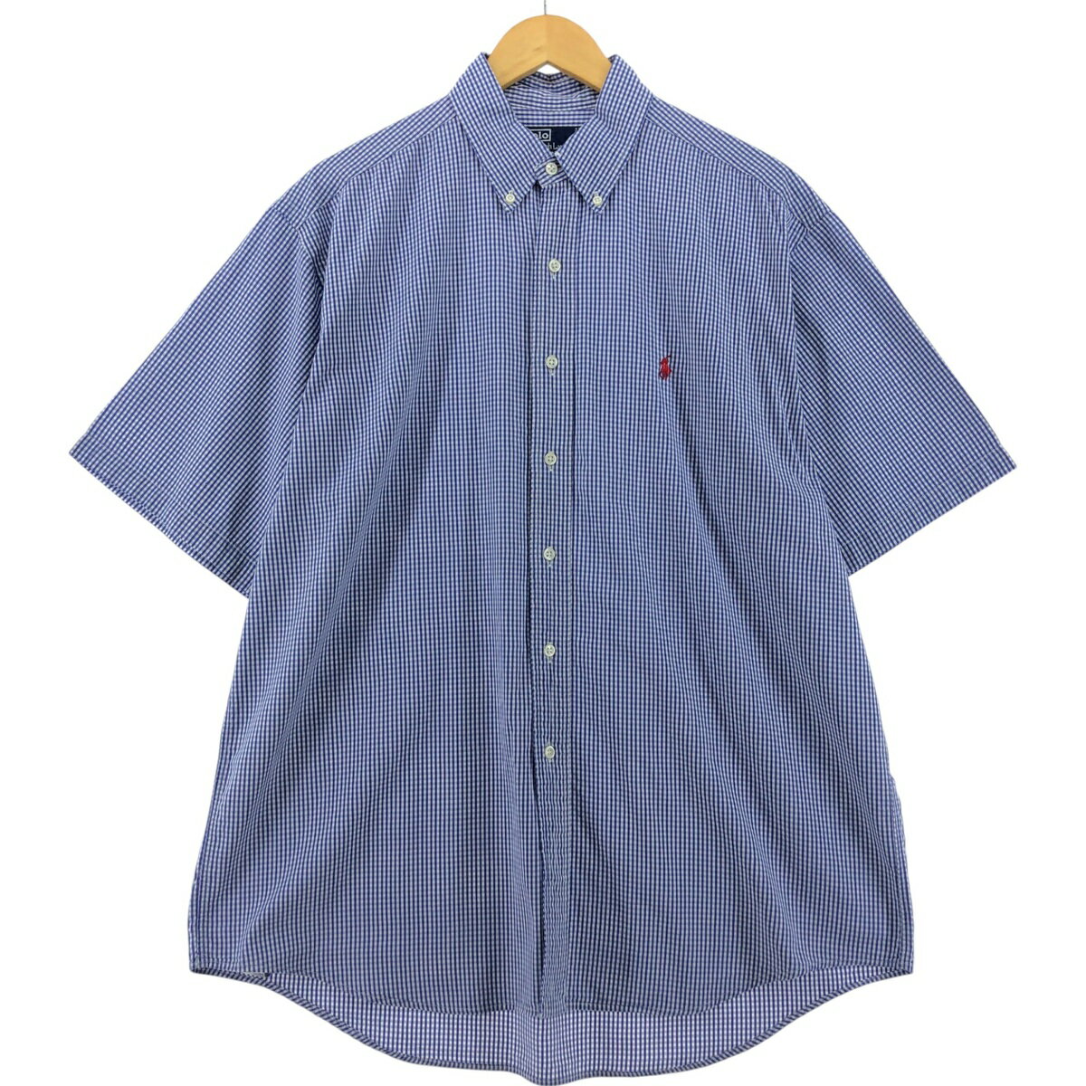 古着 ラルフローレン Ralph Lauren ギンガムチェック 半袖 ボタンダウン チェックシャツ カナダ製 メンズL相当 /eaa535679 【中古】 【250407】