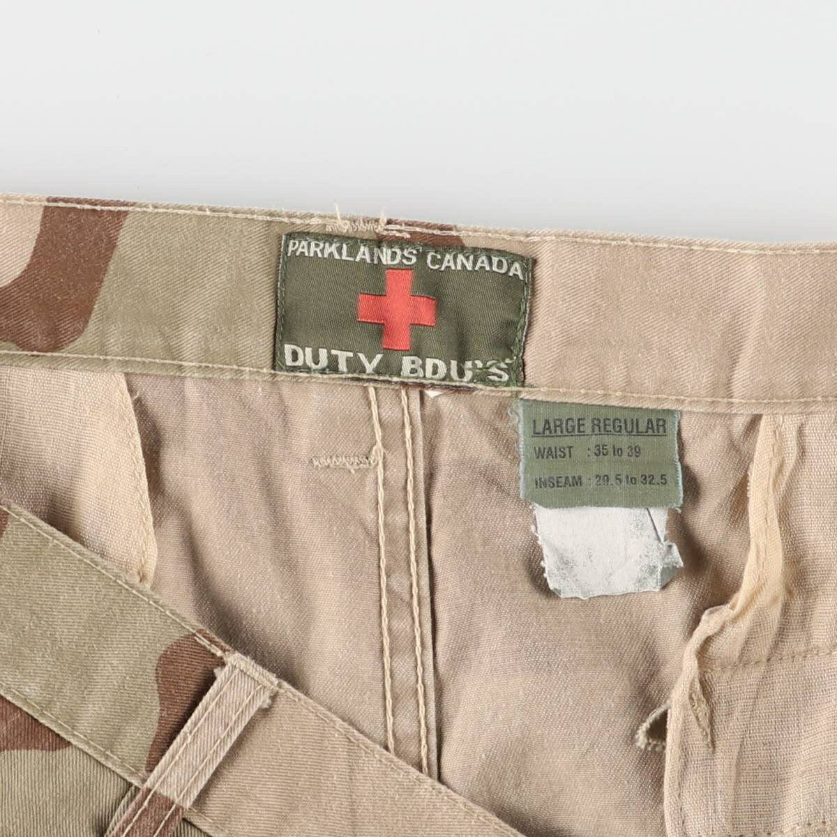 古着 民間品 PARKLANDS CANADA 迷彩柄 3C デザートカモ ミリタリー カーゴパンツ LARGE REGULAR メンズL相当 /eaa535984 【中古】 【250413】