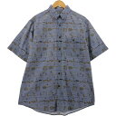 古着 ウールリッチ WOOLRICH 総柄 魚柄 半袖 ボタンダウンシャツ メンズL相当 /eaa536085 【中古】 【250407】(4)
