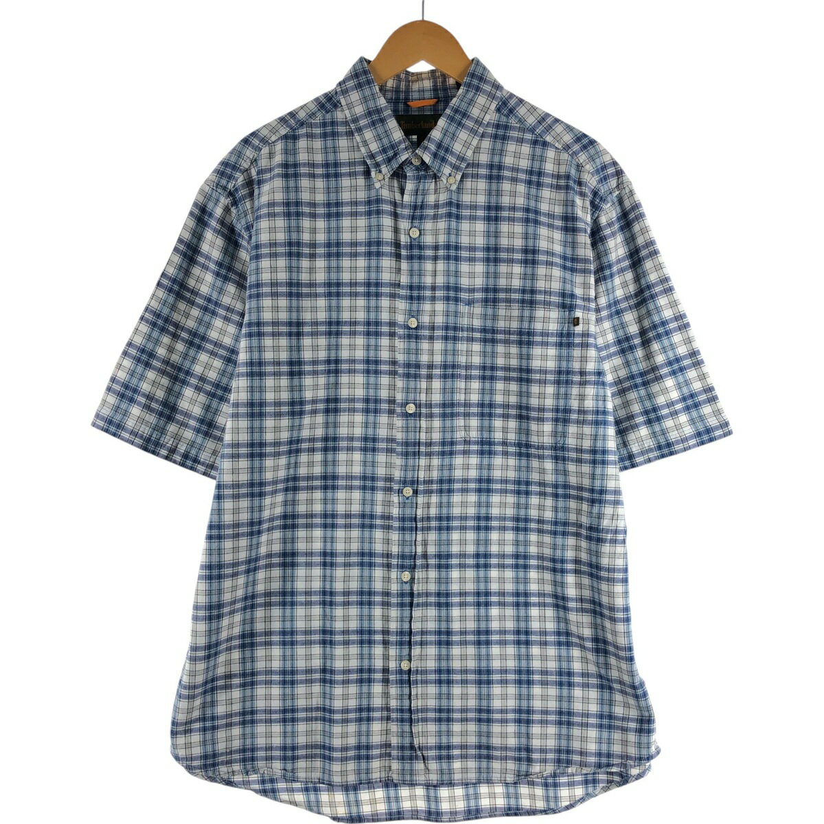 【90s Timberland】シアサッカー　チェックシャツ　半袖 90s Timberland】シアサッカー チェックシャツ 半袖 Timberland