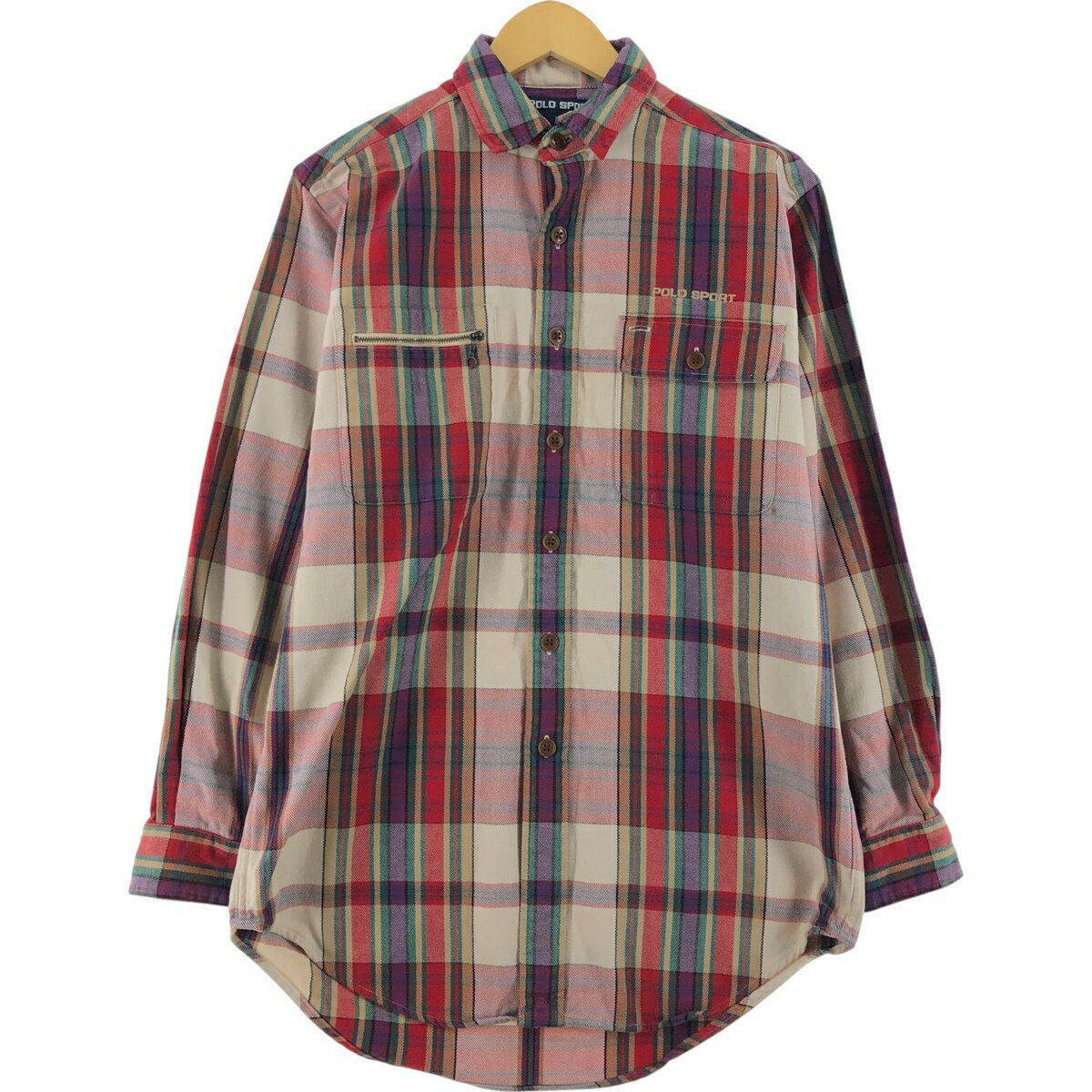 古着 ラルフローレン Ralph Lauren POLO SPORT FILMORE 長袖 フランネルチェックシャツ メンズM相当 /eaa537946 【中古】 【250410】 【SS2603_10】 レッド系 春夏秋冬