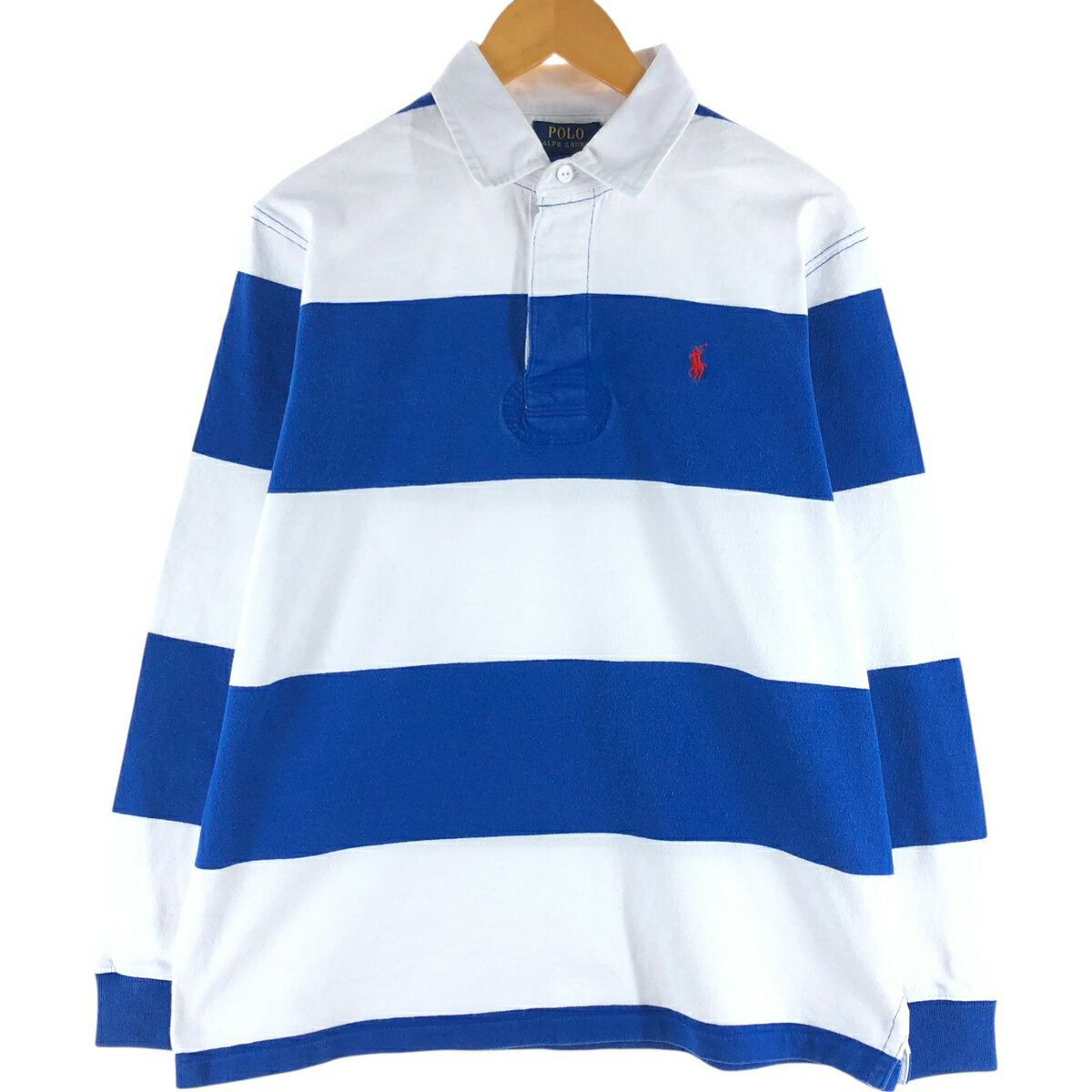 Rakuten - 古着 ラルフローレン Ralph Lauren POLO RALPH LAUREN ボーダー柄 長袖 ラガーシャツ メンズL相当 /eaa538028 【中古】 【250427】 【SS2603_10】