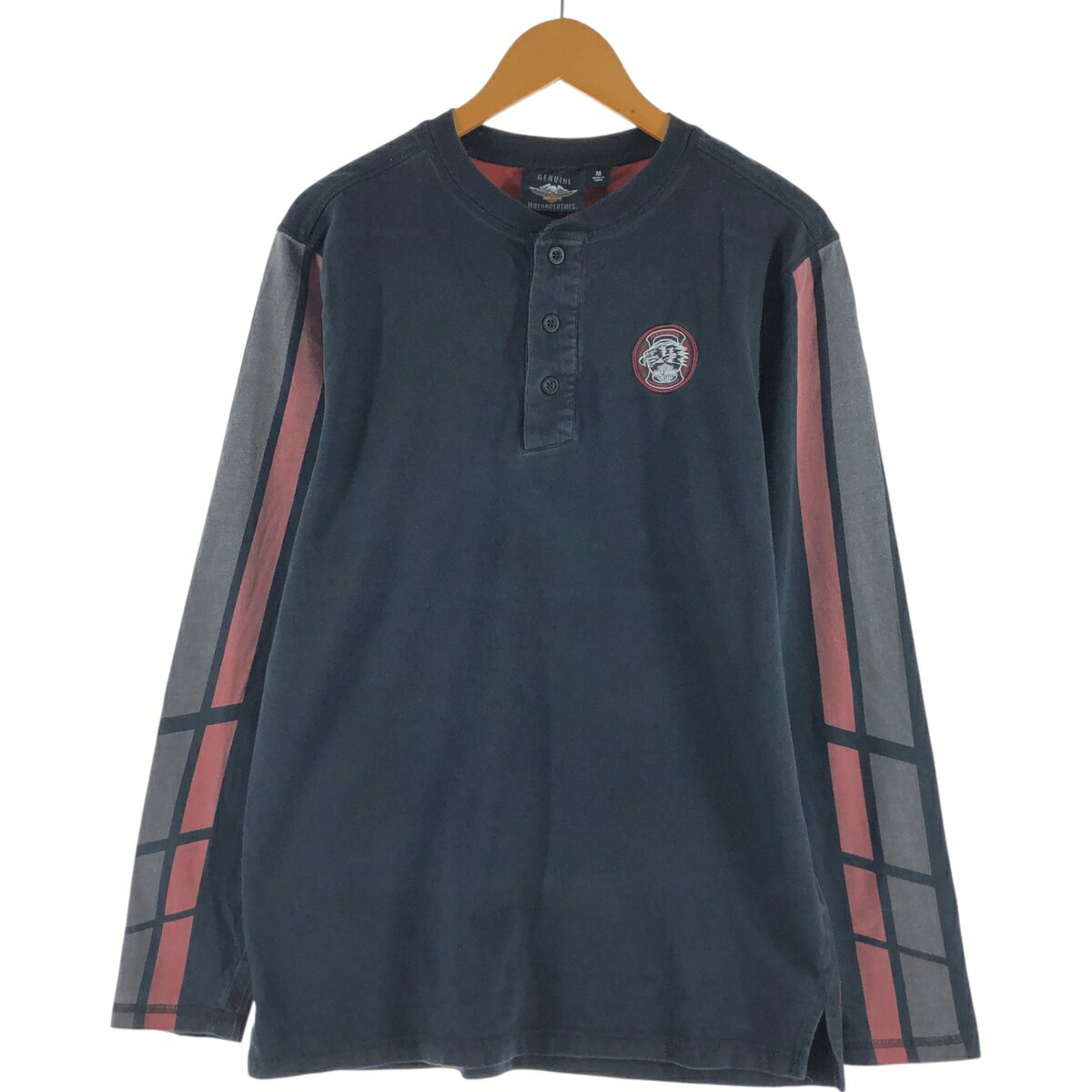 古着 ハーレーダビッドソン Harley-Davidson バックプリント ヘンリーネック ロングTシャツ ロンT メンズM相当 /eaa538168 【中古】 【250421】 【ss2601_30】