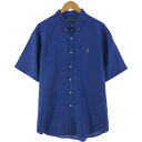 古着 ラルフローレン Ralph Lauren CLASSIC FIT 半袖 リネン ボタンダウンシャツ メンズXL相当 /eaa539162 【中古】 【250420】