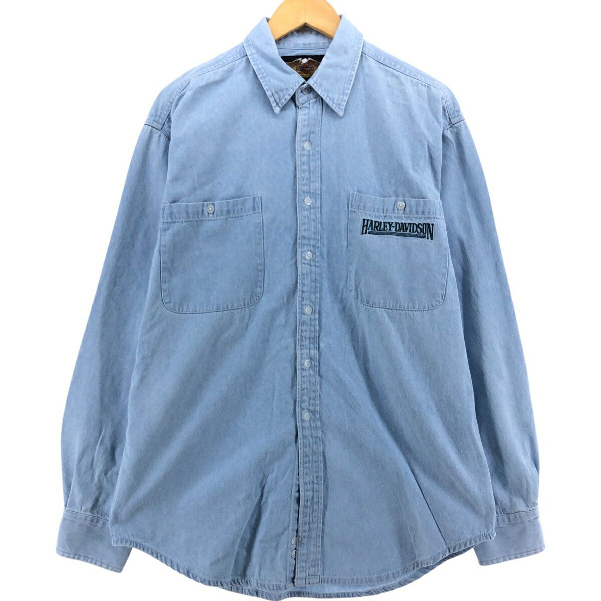 Denim Shirt - 古着 ハーレーダビッドソン Harley-Davidson 長袖 デニムシャツ メンズL相当 /eaa539296 【中古】 【250419】 【SS2603_50】 ブルー系 春夏秋冬