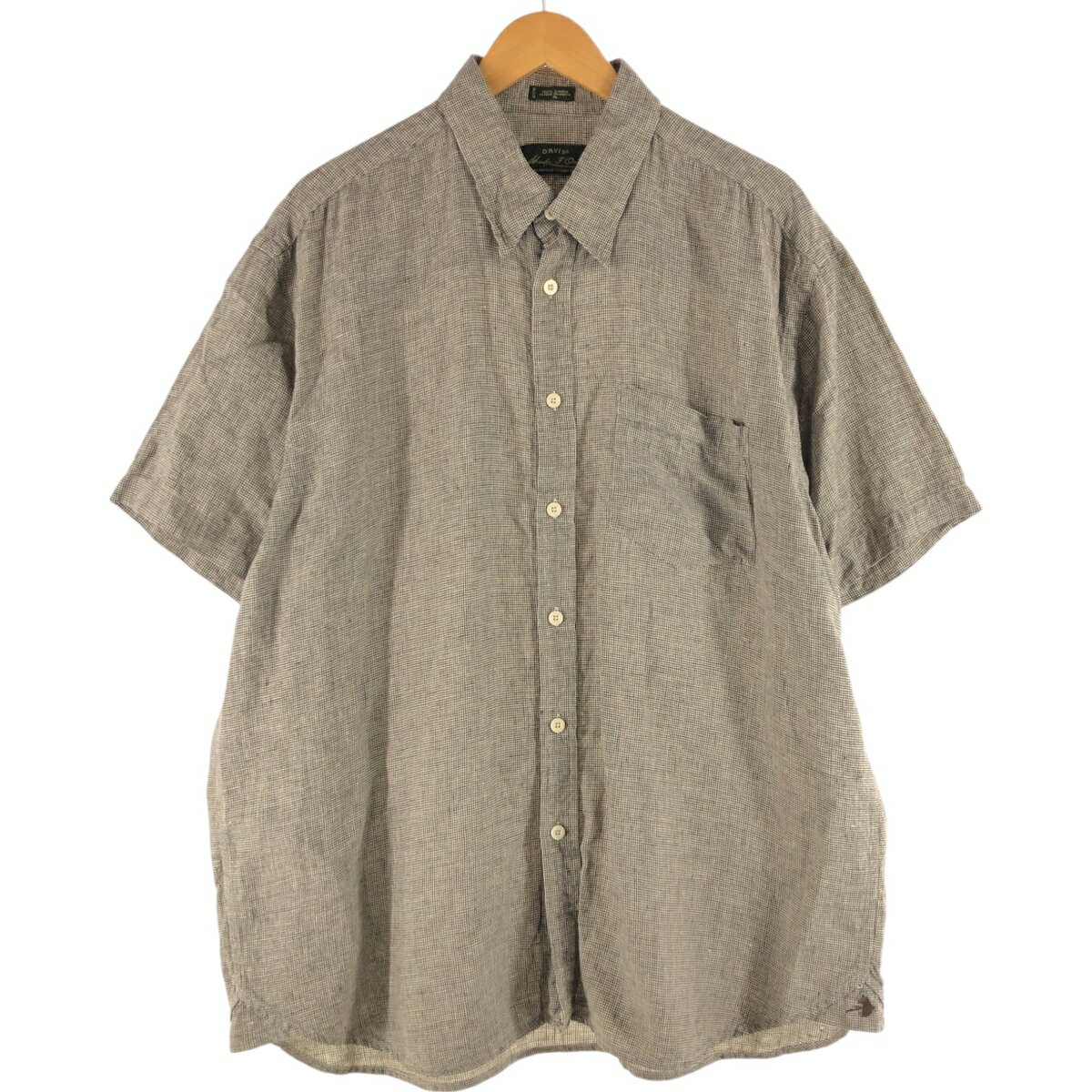 古着 オービス ORVIS チェック柄 千鳥格子柄 半袖 リネン ボタンダウンシャツ メンズXL相当 /eaa539369 【中古】 【250419】 【SS2509_10】
