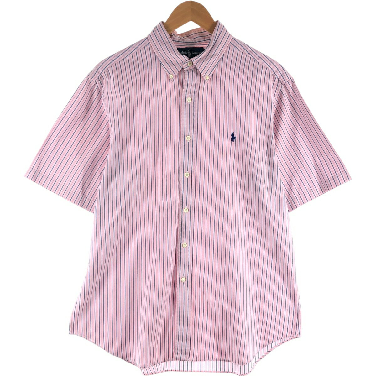 古着 ラルフローレン Ralph Lauren CLASSIC FIT 半袖 ボタンダウン ストライプシャツ メンズL相当 /eaa539483 【中古】 【250419】
