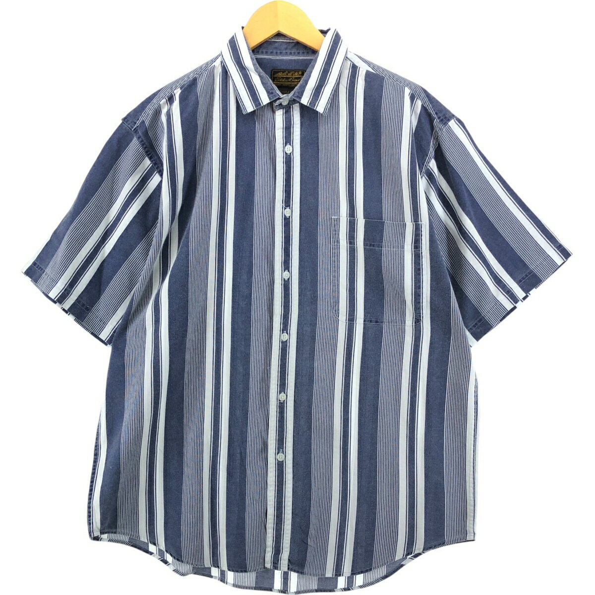 古着 80~90'S エディーバウアー Eddie Bauer 黒タグ 半袖 コットン ストライプシャツ メンズL相当 ヴィンテージ /eaa539673 【中古】 【250421】 【SS2509_30】