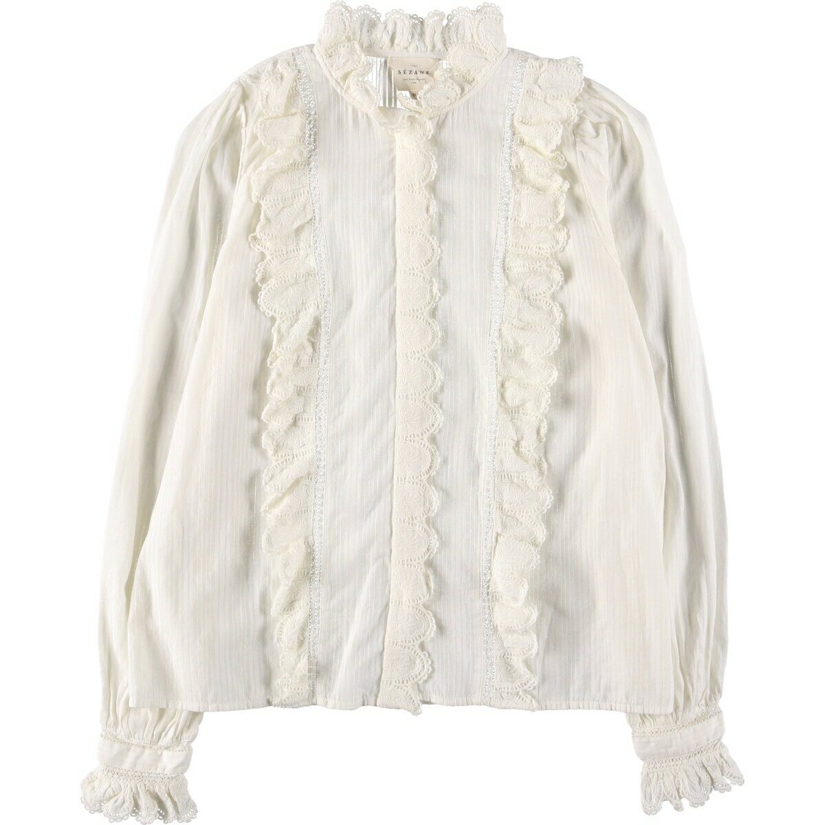 古着 セザンヌ SEZANE ストライプ柄 長袖 フリル ブラウス レディースM相当 /eaa539853 【中古】 【250419】 【ADEL/アデル】