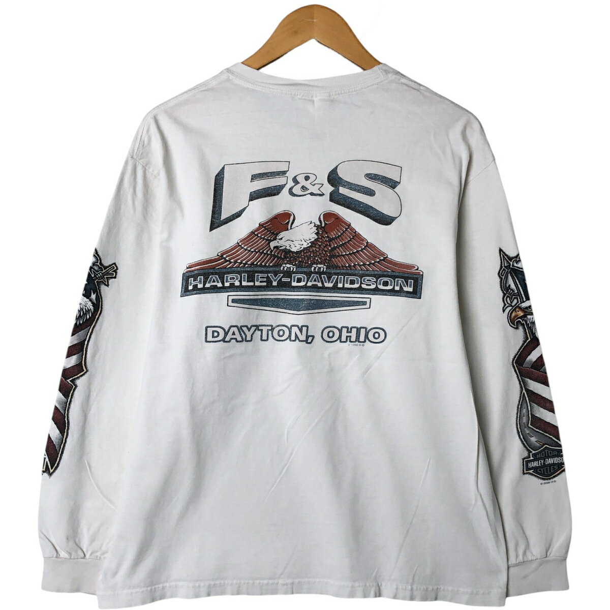 古着 00'S ハーレーダビッドソン Harley-Davidson Hanes ヘインズ 鷲柄 イーグル柄 ロングTシャツ ロンT USA製 メンズL相当 /eaa540262 【中古】 【250427】 【NL2503】