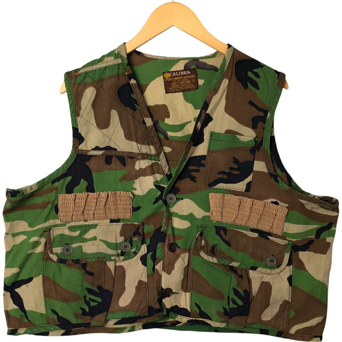 樂天商城 - 古着 70'S キャリバー CALIBER 迷彩柄 ウッドランドカモ ハンティングベスト メンズL相当 ヴィンテージ /eaa540272 【中古】 【250505】 【NL2503】 【SS2603_30】