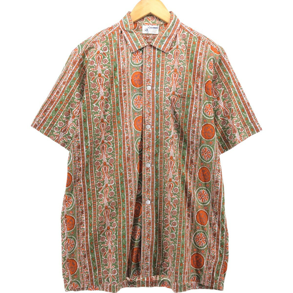 古着 60'S LACHMAN'S 総柄 半袖 オープンカラー シャツ ボックスシャツ メンズM相当 ヴィンテージ /eaa541159 【中古】 【250422】 【SS2509_30】