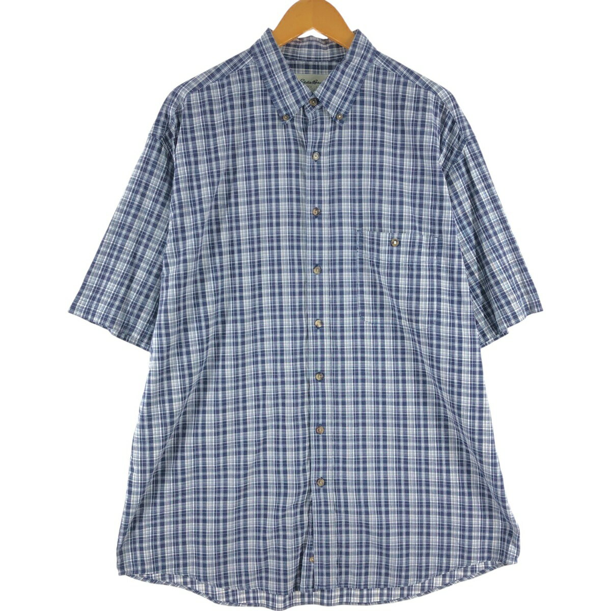 古着 エディーバウアー Eddie Bauer 半袖 ボタンダウン チェックシャツ メンズXL相当 /eaa541191 【中..