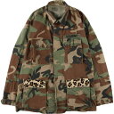 古着 80'S 米軍実品 U.S.ARMY 迷彩柄 ウッドランドカモ リメイク ペイント ミリタリー コンバットジャケット USA製 MEDIUM-LONG メンズM相当 /eaa541400 【中古】 【250422】 【Elulu/エルル】