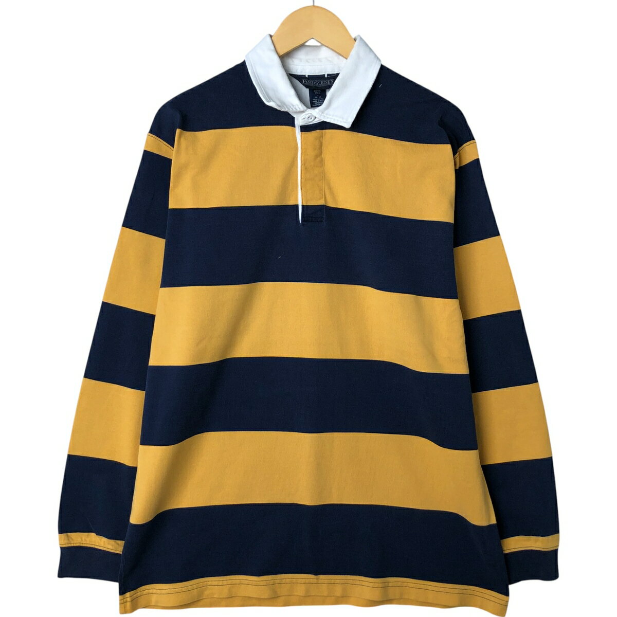 長袖 - 古着 90'S ランズエンド LANDS' END ボーダー柄 長袖 ラガーシャツ メンズL相当 ヴィンテージ /eaa541439 【中古】 【250505】 【NL2503】 【SS2603_30】