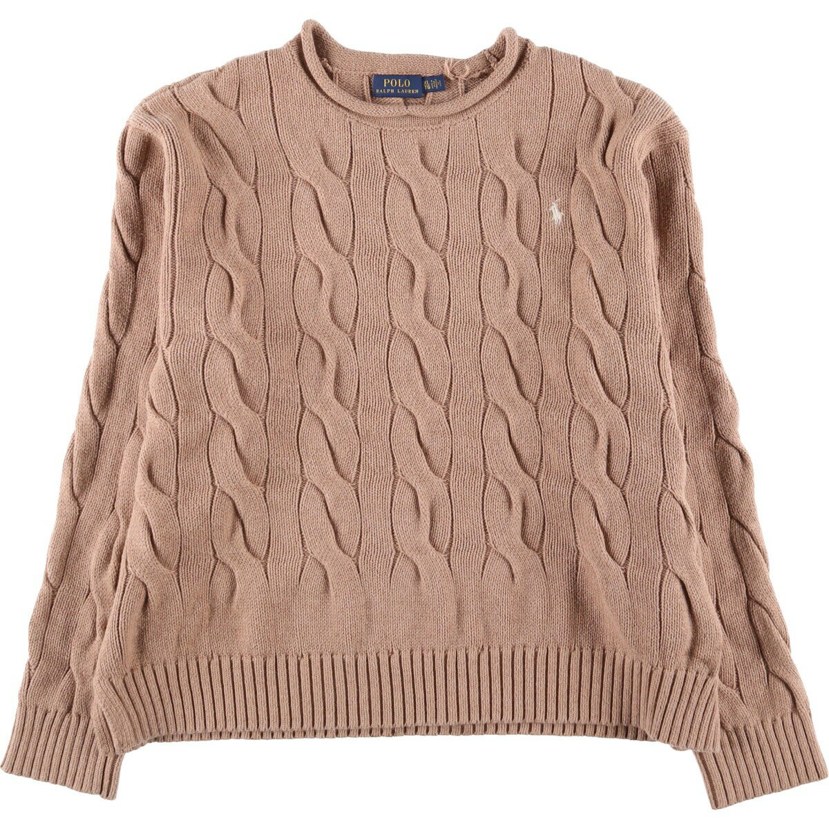 古着 ラルフローレン Ralph Lauren POLO RALPH LAUREN ケーブル編み ロールネック コットンニットセーター レディースXL相当 /eaa54146..