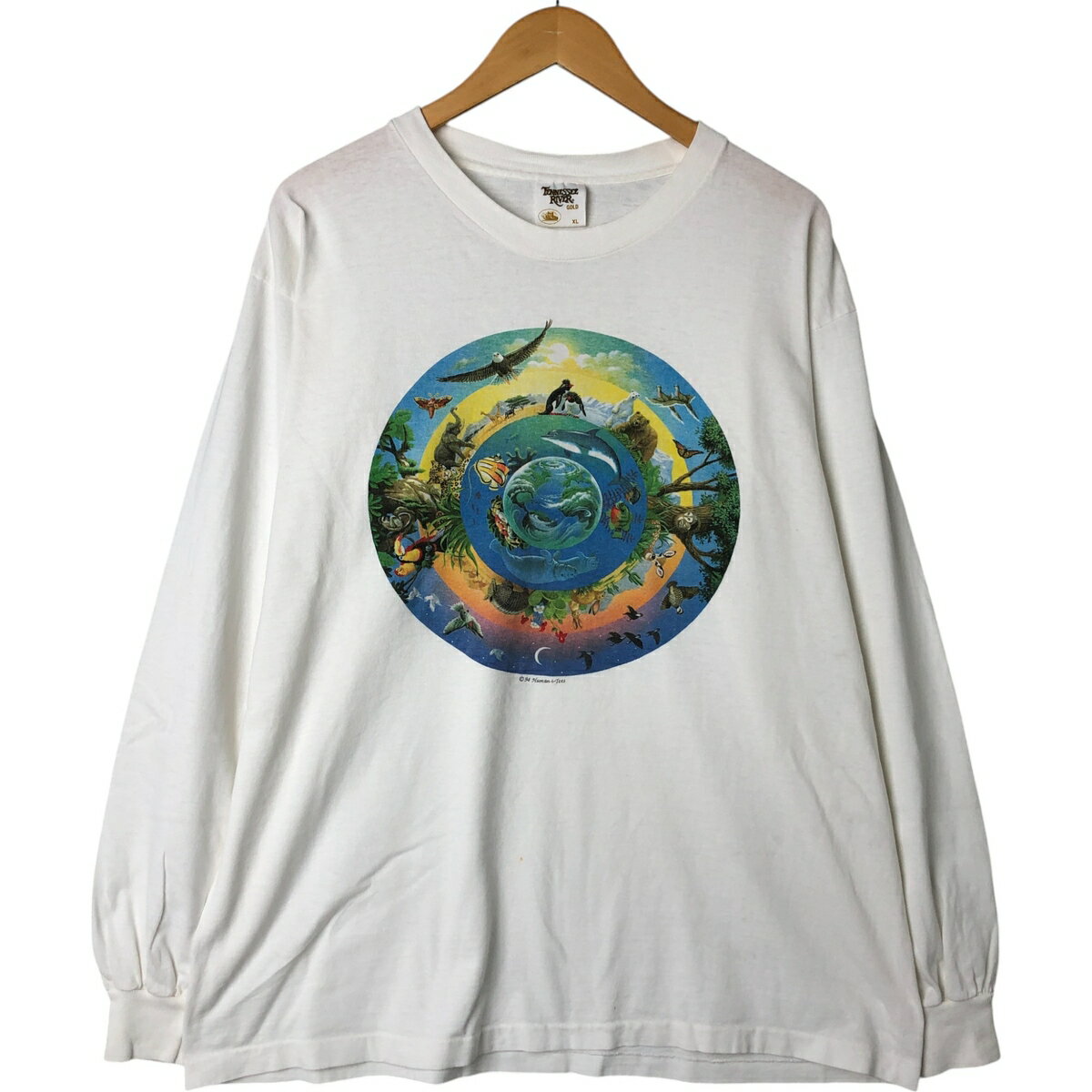 古着 90'S TENNESSEE RIVER アニマル柄 ロングTシャツ ロンT USA製 メンズXL相当 /eaa542461 【中古】 【250428】 【NL2503】 【ss2601_30】