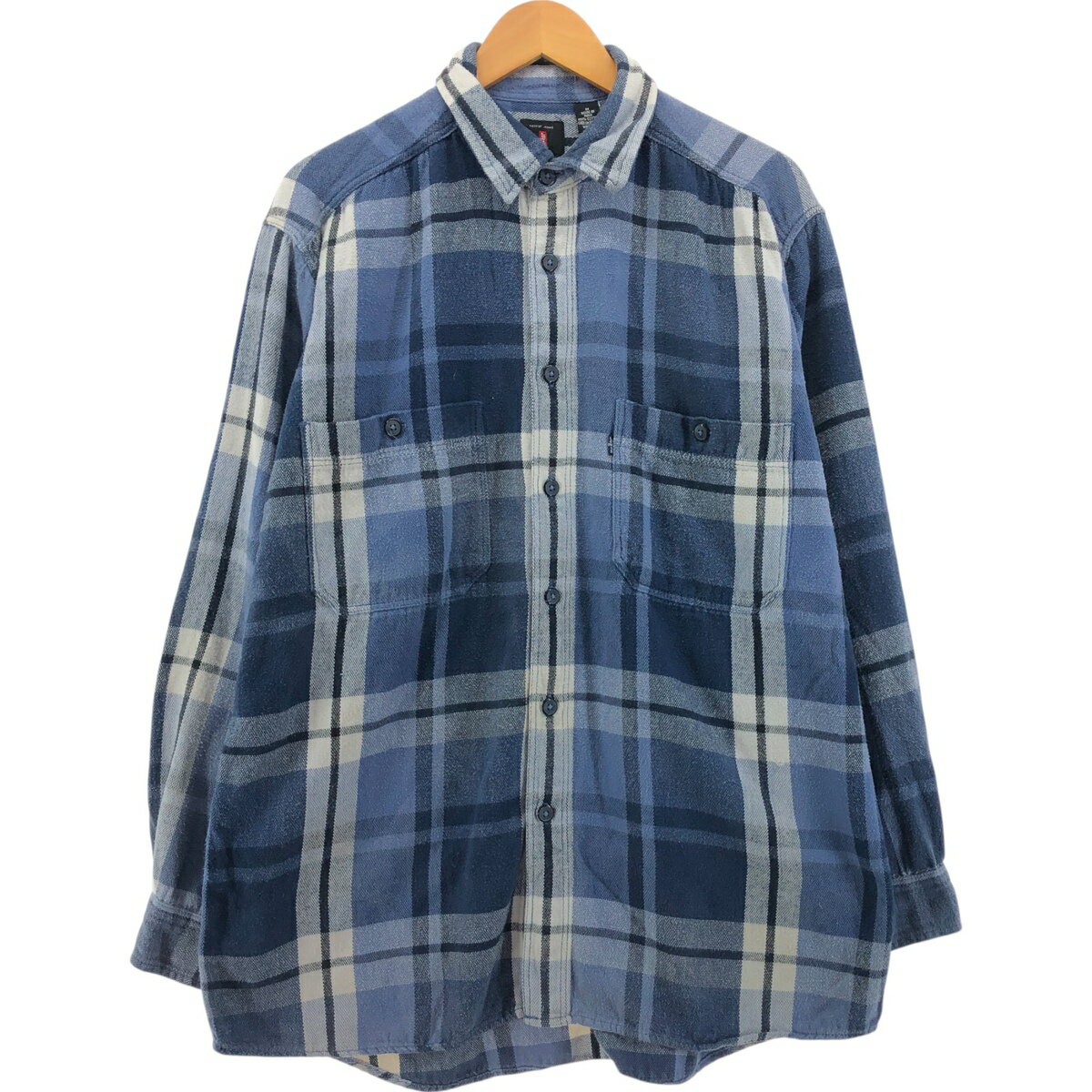 古着 リーバイス Levi's 長袖 ヘビーネルチェックシャツ メンズM相当 /eaa542664 【中古】 【250429】 【SS2603_50】 ブルー系 春夏秋冬