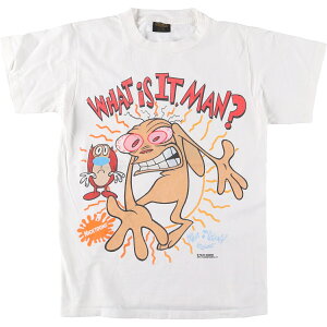 古着 90'S CHANGES THE REN&STIMPY SHOW レンとスティンピー 大判プリント キャラクタープリントTシャツ USA製 メンズM相当 ヴィンテージ /eaa543287 【中古】 【250502】 【SS2509_10】