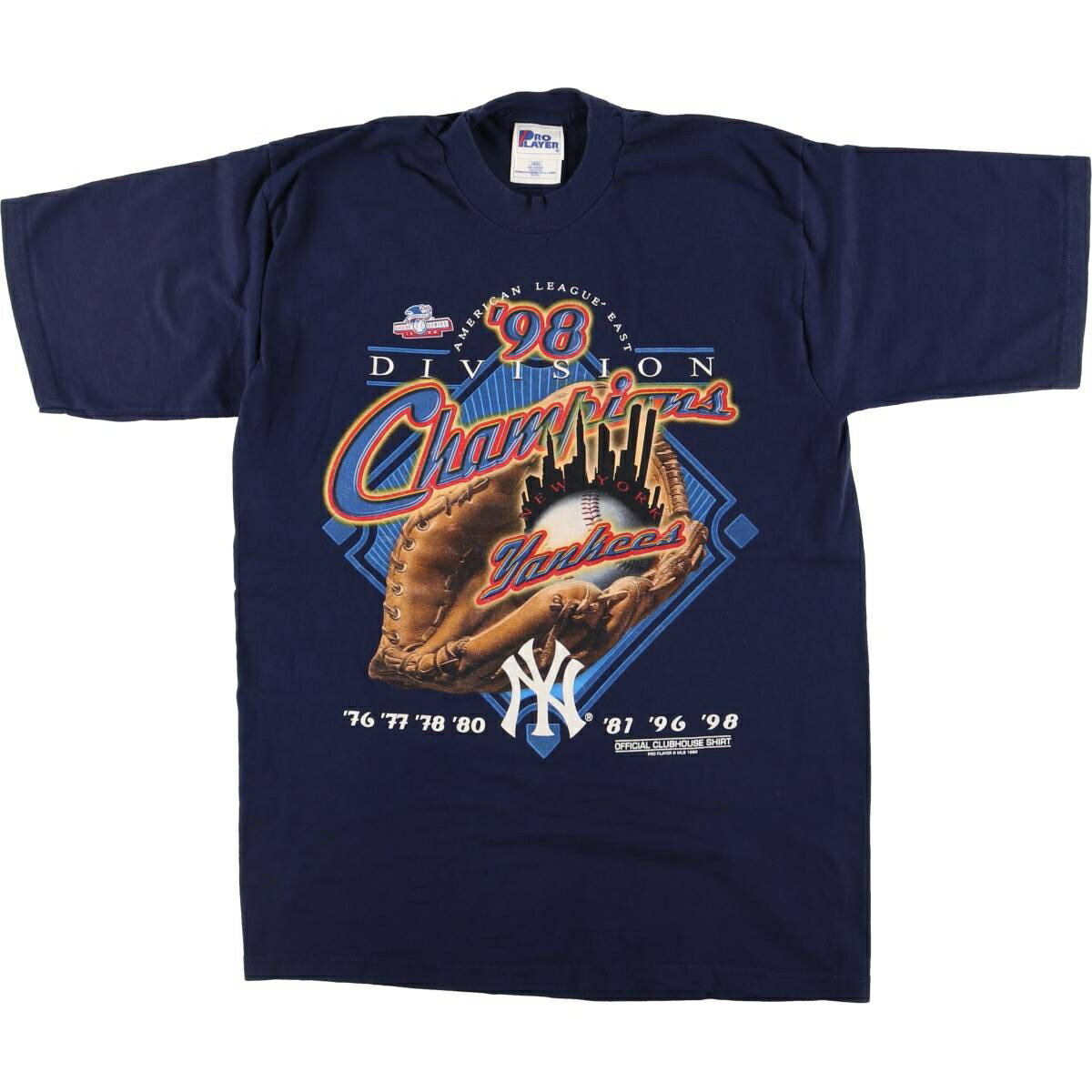Rakuten - 古着 90'S PRO PLAYER MLB NEW YORK YANKEES ニューヨークヤンキース DIVISION CHAMPION スポーツTシャツ メンズM相当 ヴィンテージ /eaa543454 【中古】 【250428】 【SS2603_10】