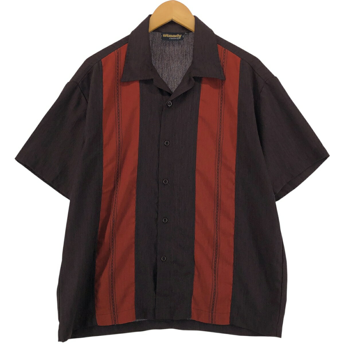 古着 steady ツートン 半袖 オープンカラー ポリシャツ ボックスシャツ USA製 メンズL相当 /eaa543547 【中古】 【250426】 【SS2509_30】