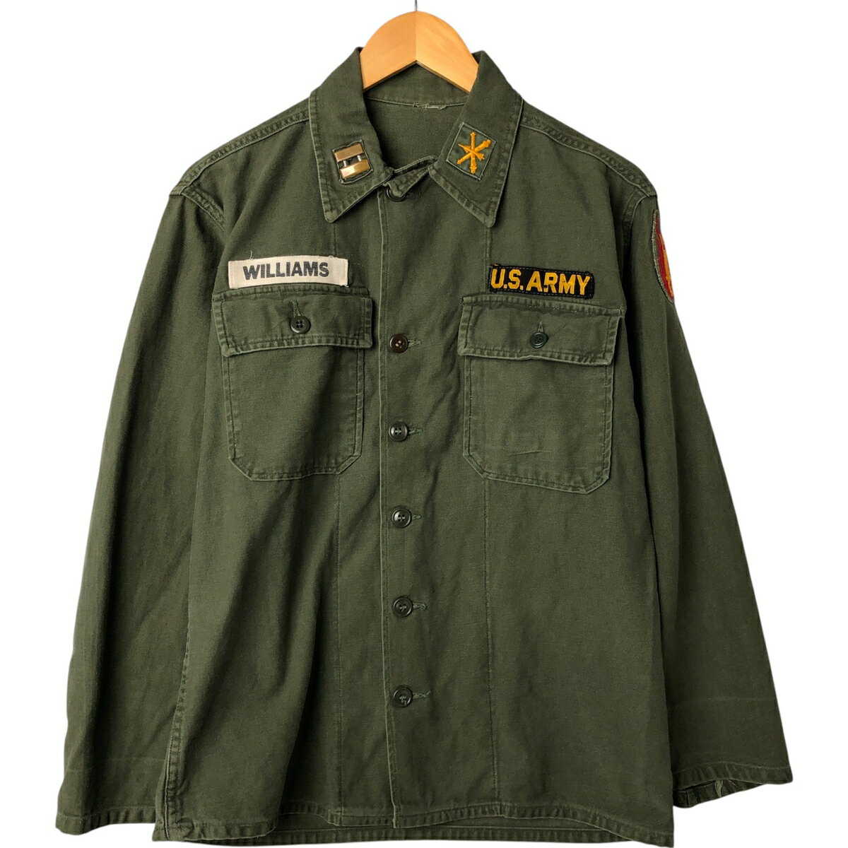 古着 60'S 米軍実品 筒袖 1stモデル 後期 ミリタリー ユーティリティシャツ USA製 メンズM相当 ヴィンテージ /eaa543699 【中古】 【250504】