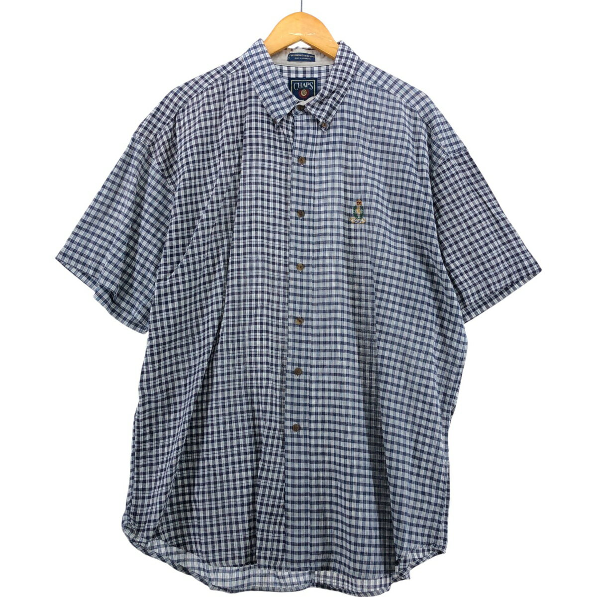 Rakuten - 古着 80'S ラルフローレン Ralph Lauren CHAPS チャップス チェック柄 半袖 リネン ボタンダウンシャツ メンズXL相当 ヴィンテージ /eaa543719 【中古】 【250502】 【SS2603_10】