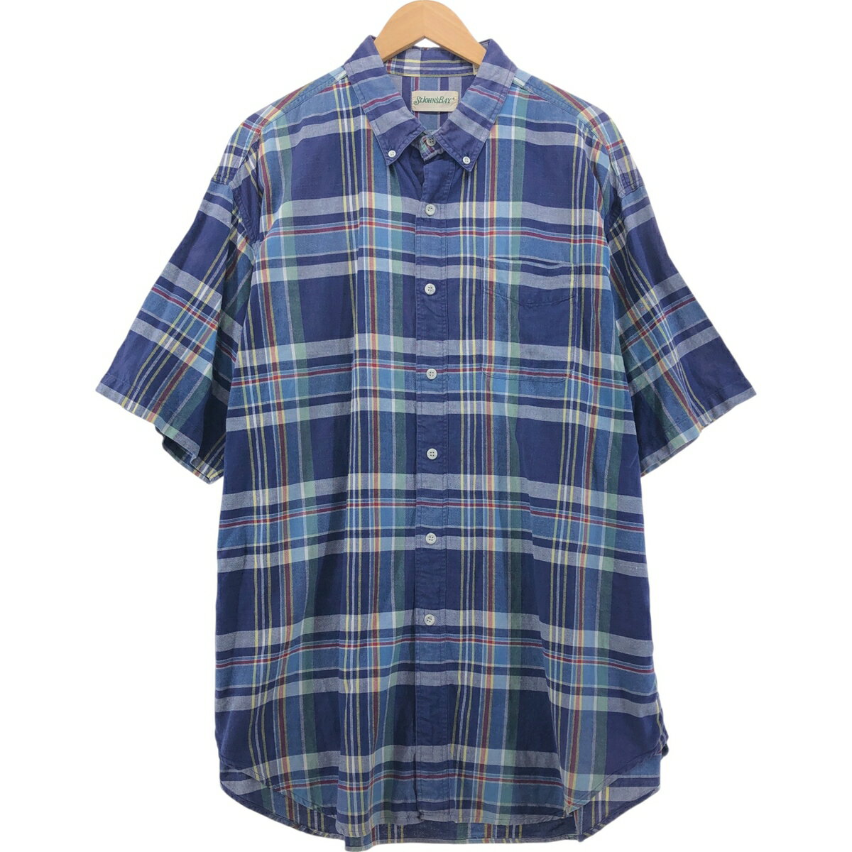 樂天商城 - 古着 セントジョンズベイ ST.JOHN'SBAY 半袖 ボタンダウン チェックシャツ メンズXXL相当 /eaa543764 【中古】 【250429】 【SS2603_50】