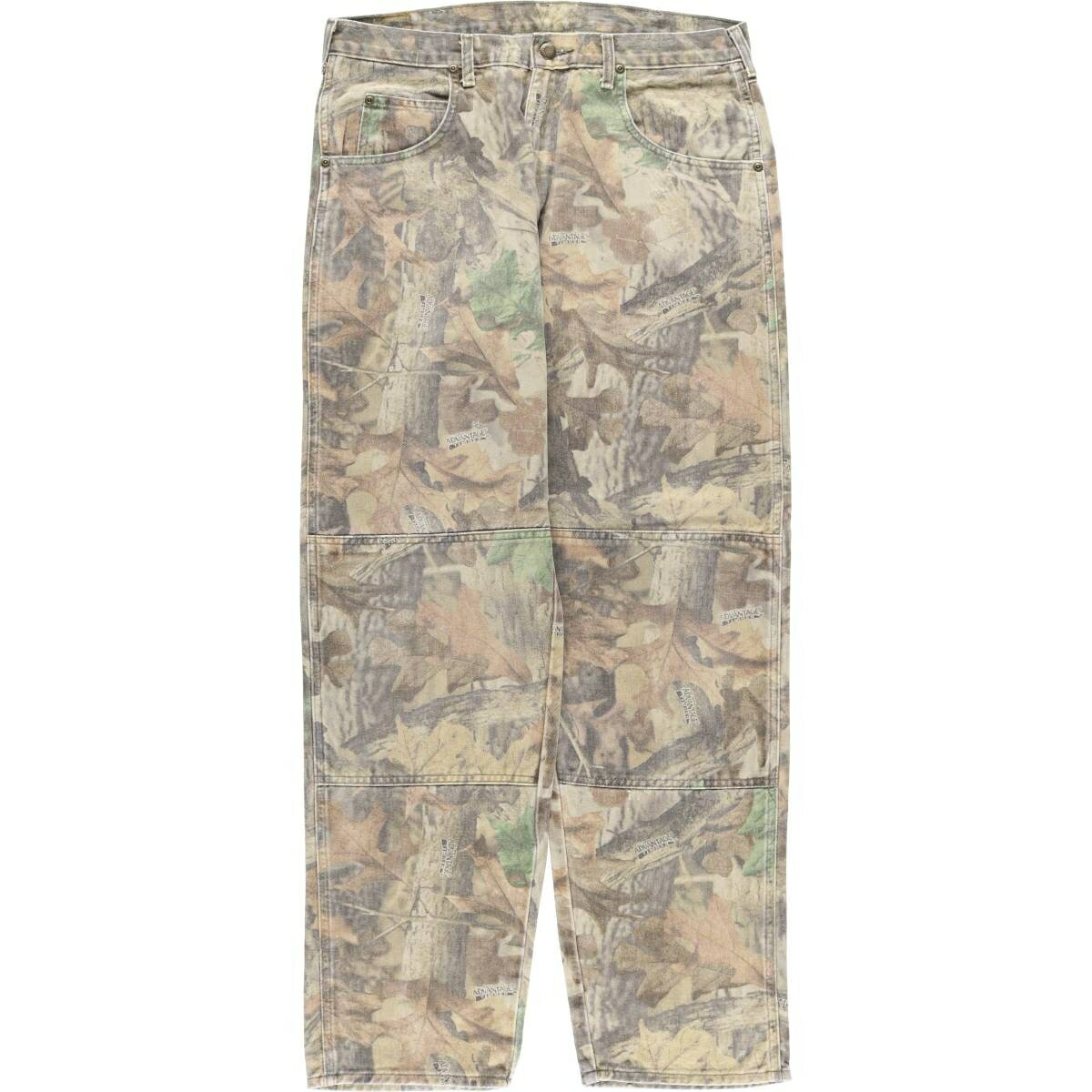 樂天商城 - 古着 ラングラー Wrangler 迷彩柄 リアルツリーカモ ダブルニー テーパードデニムパンツ メンズw34相当 /eaa545152 【中古】 【260314】 カーキ系 春夏秋冬