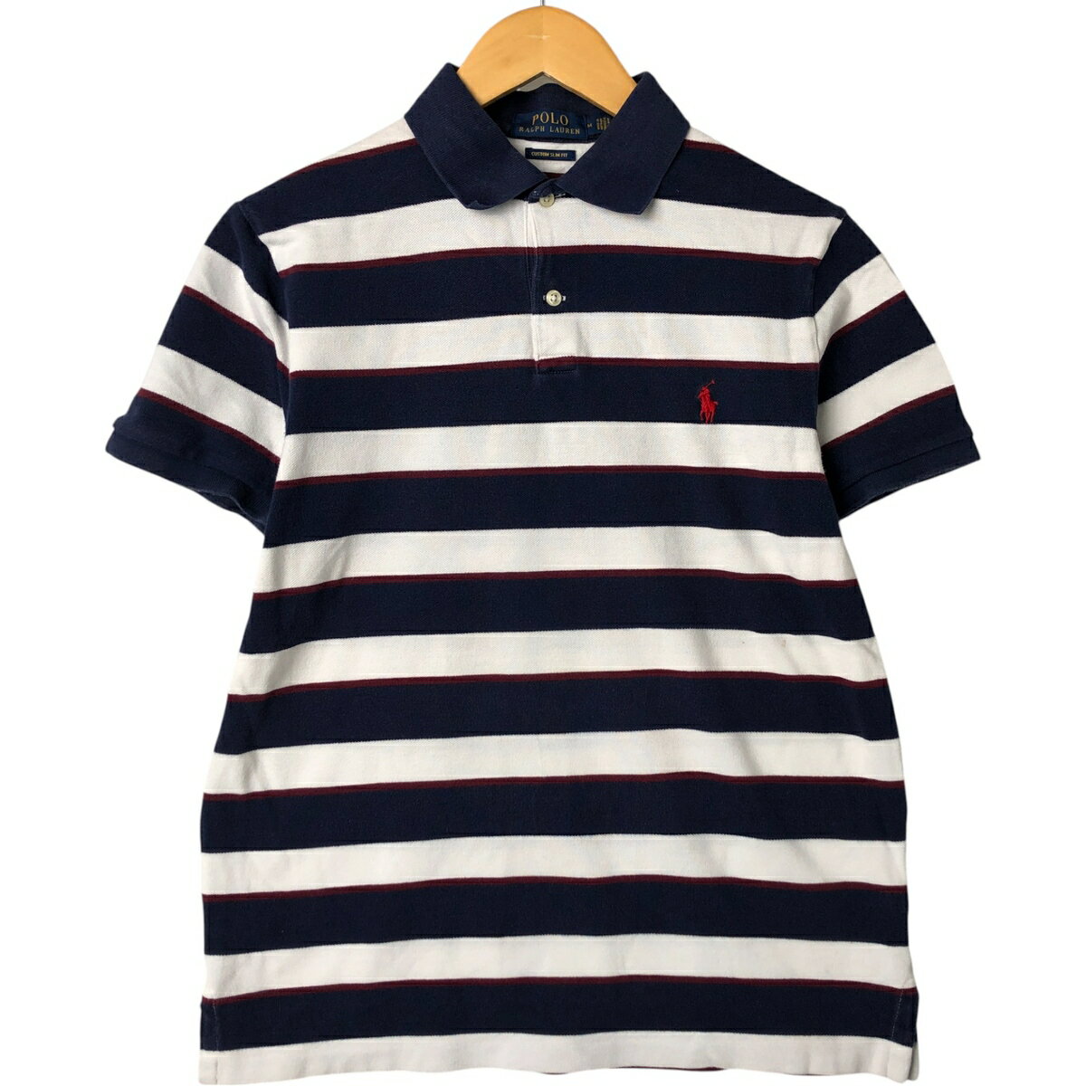 古着 ラルフローレン Ralph Lauren POLO RALPH LAUREN CUSTOM SLIM FIT 半袖 ボーダー ポロシャツ メンズM相当 /eaa546017 【中古】 【..