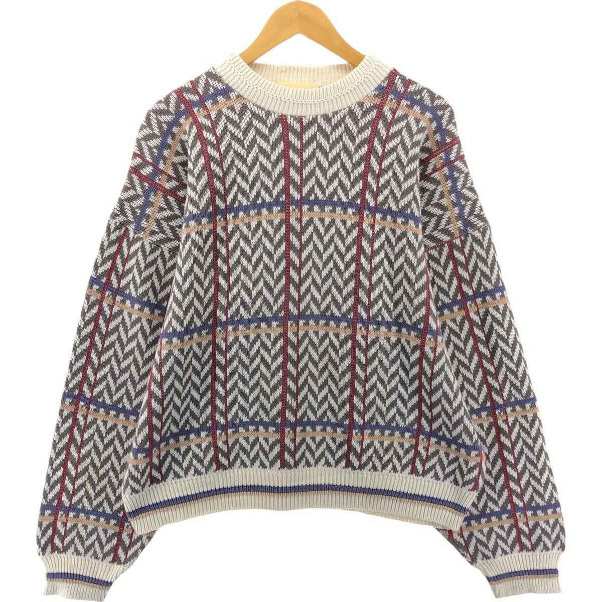古着 90'S セントジョンズベイ ST.JOHN'S BAY 総柄 コットンニットセーター USA製 メンズL相当 ヴィンテージ /eaa546696 【中古】 【251227】