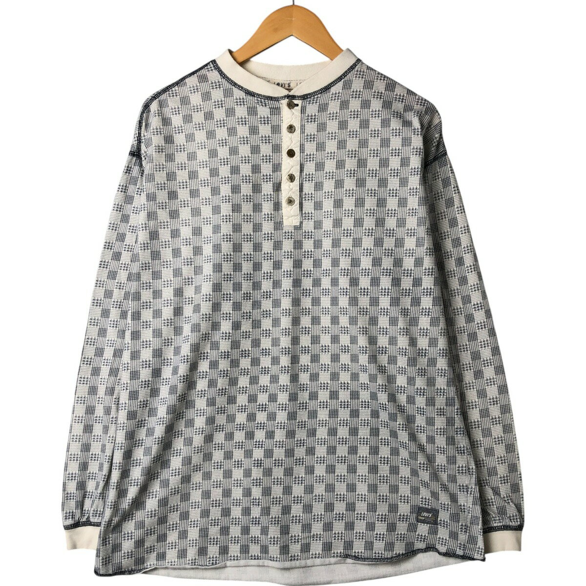 古着 90'S リーバイス Levi's 総柄 ヘンリーネック ロングTシャツ ロンT メンズM相当 ヴィンテージ /eaa546910 【中古】 【250514】 【NL2503】 【ss2601_10】