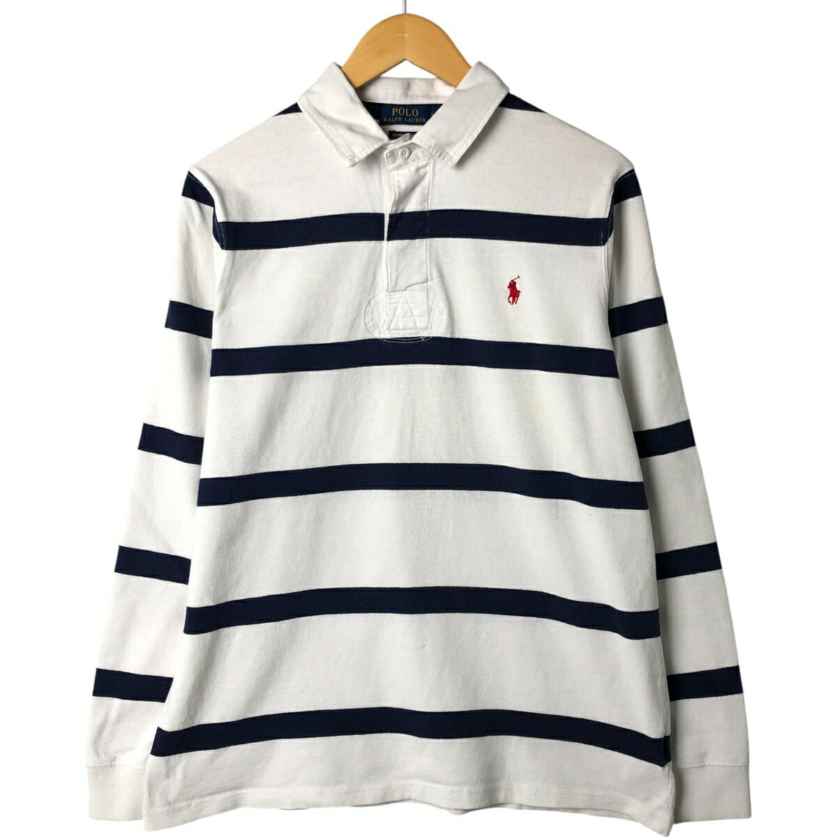 古着 ラルフローレン Ralph Lauren POLO RALPH LAUREN CUSTOM SLIM FIT ボーダー柄 長袖 ラガーシャツ メンズL相当 /eaa547925 【中古】 【250510】 【NL2503】