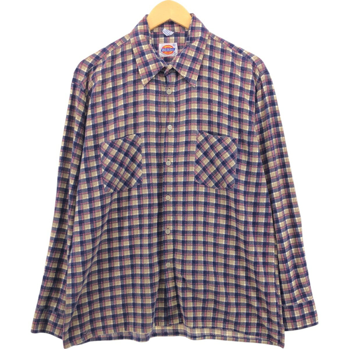 古着 80'S ディッキーズ Dickies 長袖 プリントネルチェックシャツ ボックスシャツ メンズL相当 ヴィンテージ /eaa548577 【中古】 【250620】 【ss2601_30】