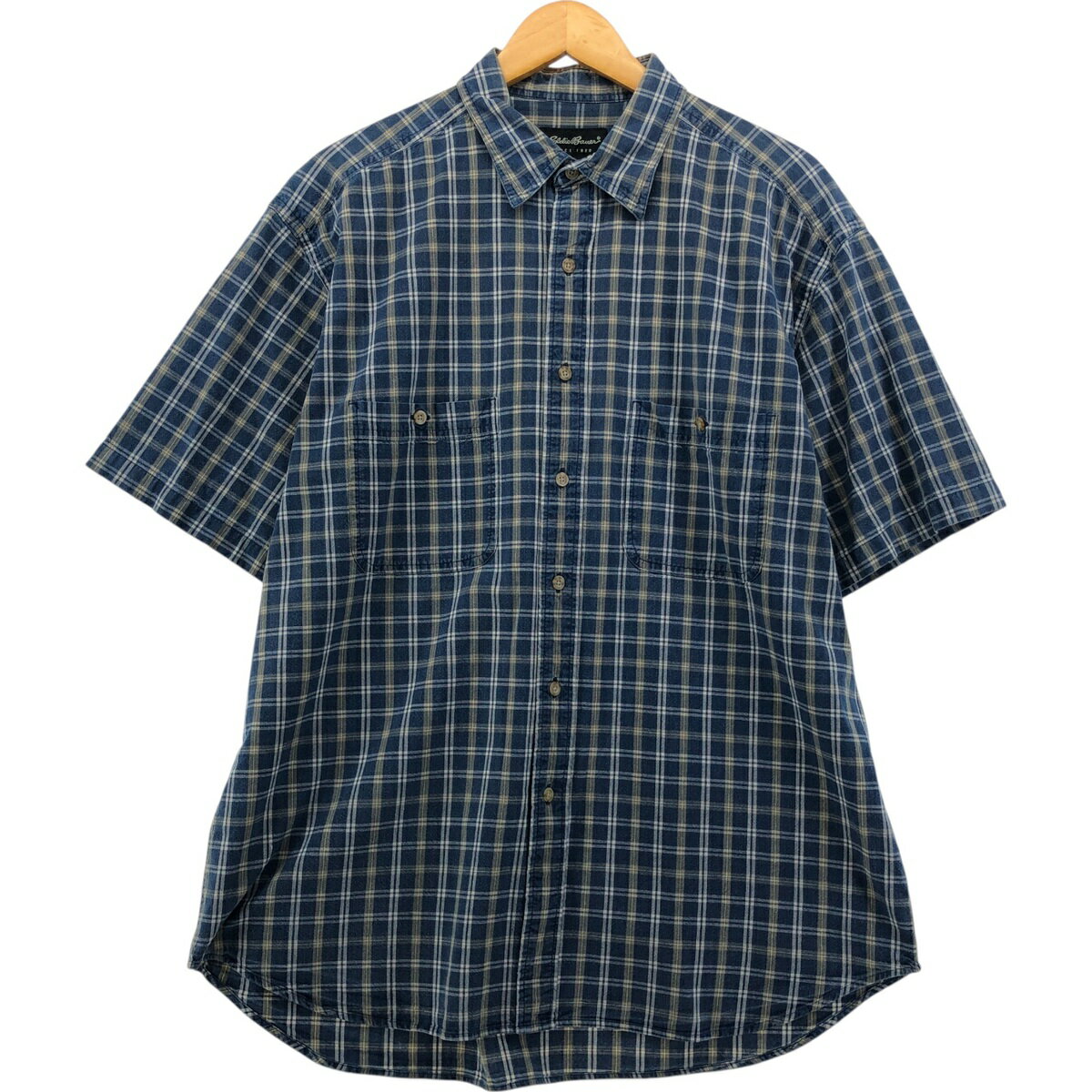 Rakuten - 古着 エディーバウアー Eddie Bauer 半袖チェックシャツ メンズL相当 /eaa548664 【中古】 【250517】 【SS2603_30】