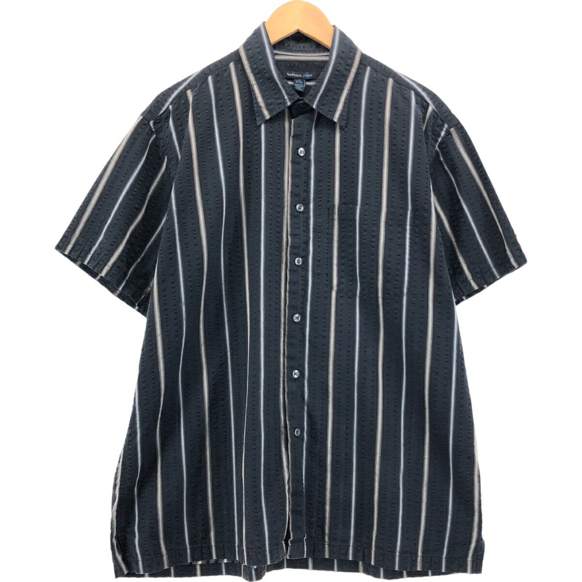 古着 VAN HEUSEN シアサッカー 半袖 ストライプシャツ ボックスシャツ メンズL相当 /eaa548684 【中古】 【250521】 【SS2509_30】