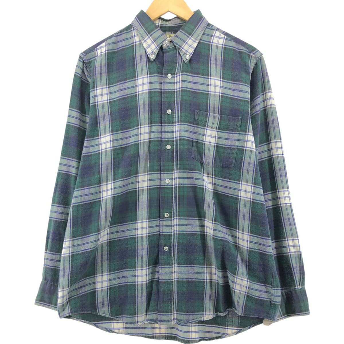 古着 80~90'S エルエルビーン L.L.Bean 長袖 ボタンダウン ライトネルチェックシャツ USA製 メンズM相当 ヴィンテージ /eaa548992 【中古】 【250525】