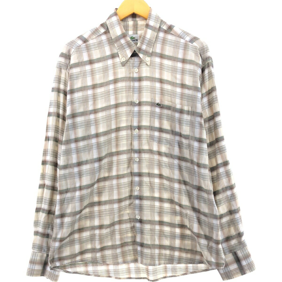 商品詳細 ブランド・LACOSTE・ラコステ・ 特徴・長袖・ボタンダウン・ モデル/形状・長袖 ボタンダウンチェックシャツ・ 素材・不明・ 色・ベージュ系・ 柄・チェック柄・ 生産国・不明・ 年代 サイズ・表記サイズ:L・着丈:79.5cm・身幅:58.5cm・肩幅:55cm・袖丈:63.5cm・ コンディション・B・ カテゴリ・メンズ・トップス・長袖シャツ・長袖ボタンダウンシャツ・ 商品番号・eaa549099・ 取扱店・・ スタッフコメントタグに記載がない為、一部詳細不明になります。LACOSTE 長袖 ボタンダウンチェックシャツ / 商品番号 eaa549099 USEDですので使用感などございますが、まだまだご愛用していただけます。 古着という事をご理解の上ご注文よろしくお願いします。※状態は当社独自の基準です。 表記サイズ着丈身幅肩幅袖丈 L(※着用感、表記サイズは目安です。)79.5cm58.5cm55cm63.5cm ※測定値の若干の誤差はご了承下さい。サイズガイドはこちら ブランドLACOSTEラコステ 特徴長袖 / ボタンダウンモデル/形状長袖 ボタンダウンチェックシャツ素材不明色ベージュ系柄チェック柄生産国不明年代-カテゴリ長袖ボタンダウンシャツ商品番号eaa549099取扱店　　 タグに記載がない為、一部詳細不明になります。ラコステの他の商品を見る長袖ボタンダウンシャツの他の商品を見る